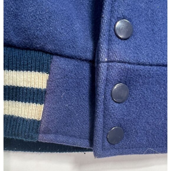 Powers Varsity Vintage High School Letterman Jacket in Blue - Picture 2 of 6